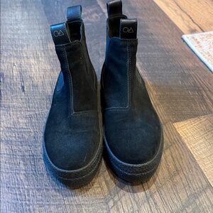 Black Suede Ankle Boots by Triangle